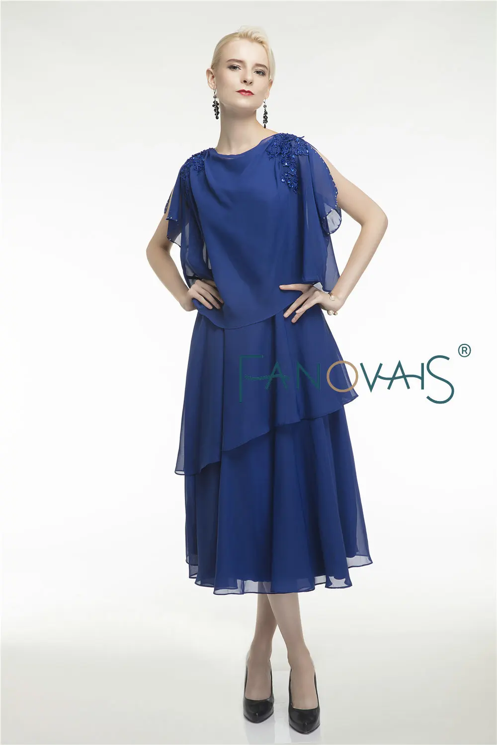 Королевский синий шифон мать невесты Платья вечернее платье для матери Vestido de Festa