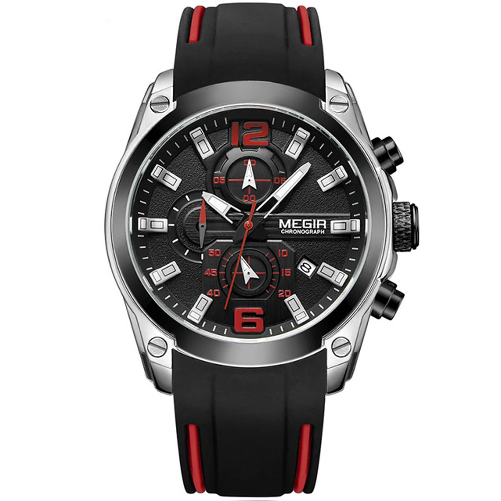 

New Fashion Men Watches MEGIR Analog Quartz Wristwatch Waterproof Chronograph Auto Date Sports Watch Relogio Masculino