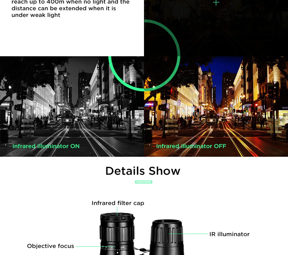 400m Night vision binoculars 3.5x-7x magnification hunting elk tools telescope digital infrared day time and night vision HD