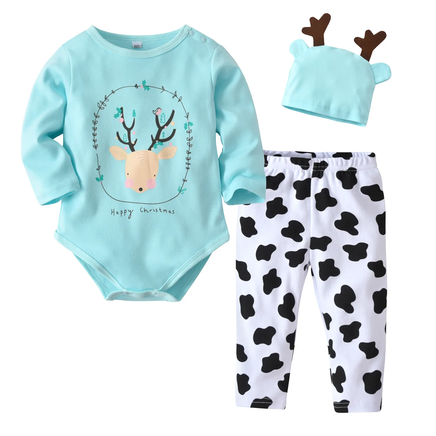 

Baby Clothing Newborn Baby Girl Clothes Christmas Deer Jumpsuit Romper + Pants Hat My First Christmas Outfits Set