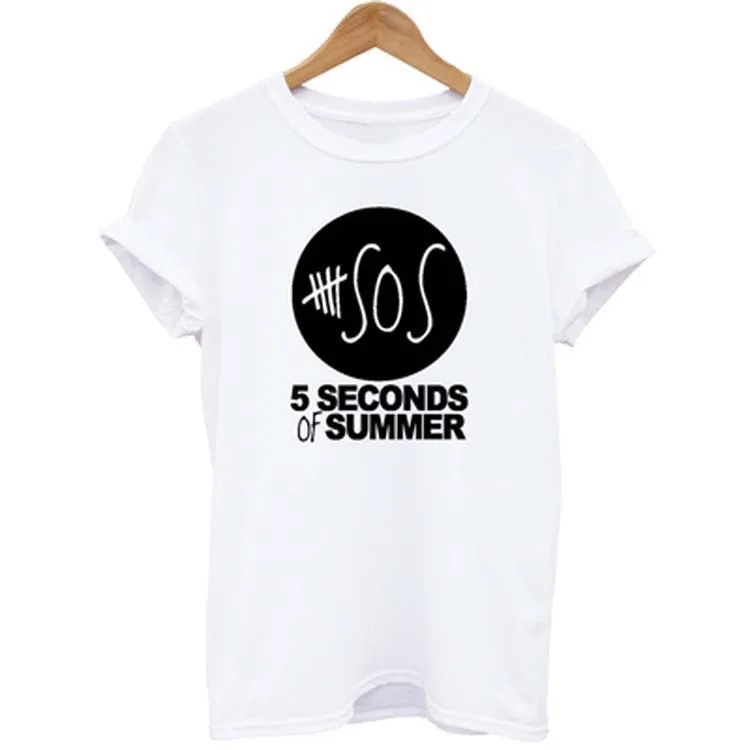 Модные женские футболки Harajuku 5 Seconds Of Summer футболка для женщин повседневные топы с коротким рукавом Одежда для пар