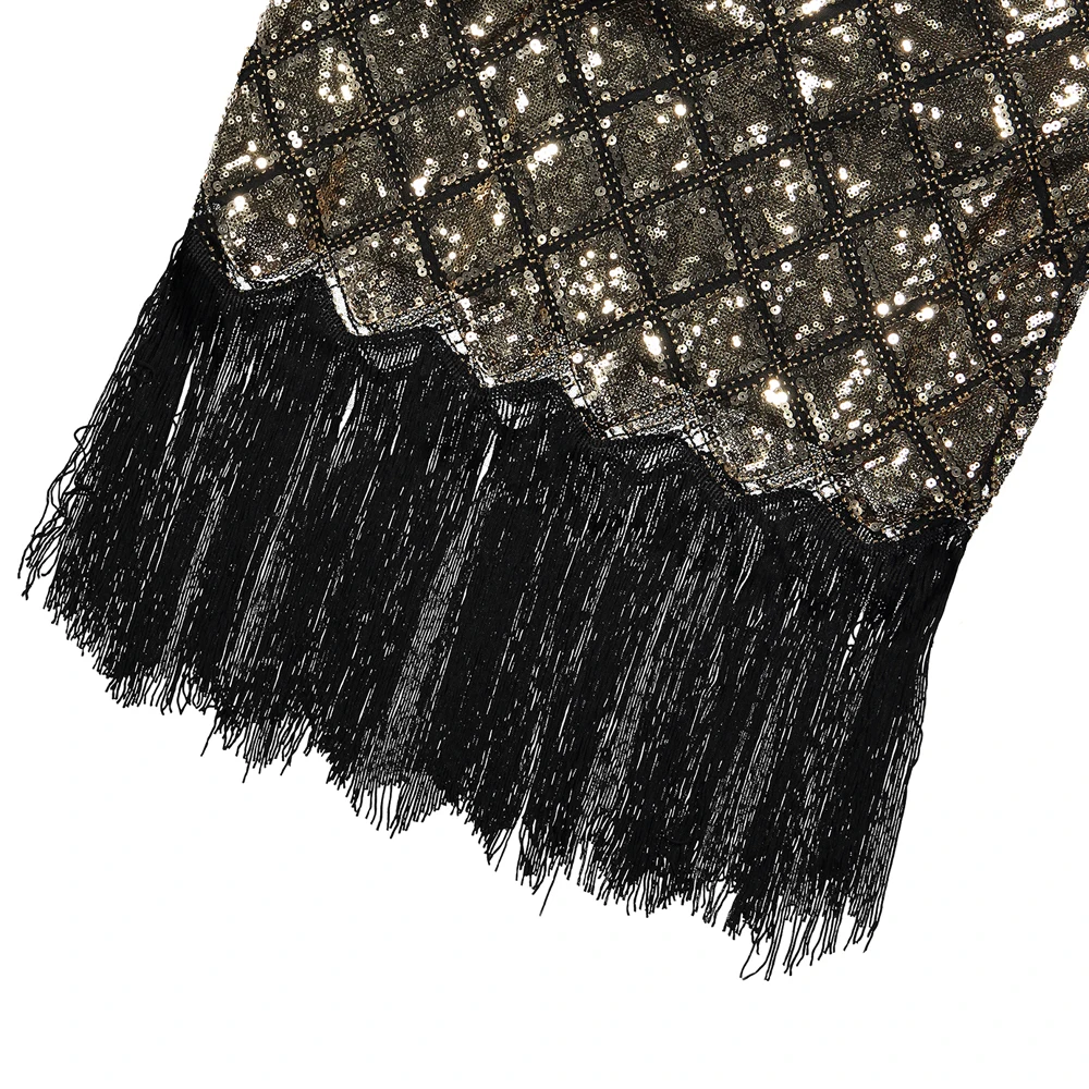 Сверкающее женское платье с блестками Gatsby 1920s вечернее винтажное v-образным