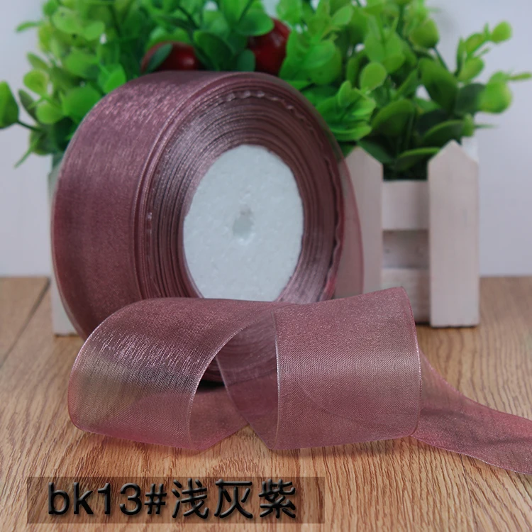 light gray purple 40 мм(50 ярдов/партия) шифон органза ленты для свадьбы Вечерние декоративные подарочные упаковки ремесла Рождественский подарок обертывание ручной работы DIY материал - Цвет: light gray purple
