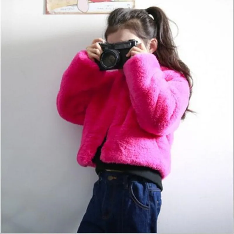 Зима-осень 2019 пальто с искусственным кроличьим мехом для мальчиков и девочек