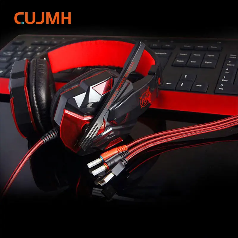 CUJMH PC780 Headphone for Computer Earphone Cool Glowing with Microphone computer PC Gamer Stereo | Электроника