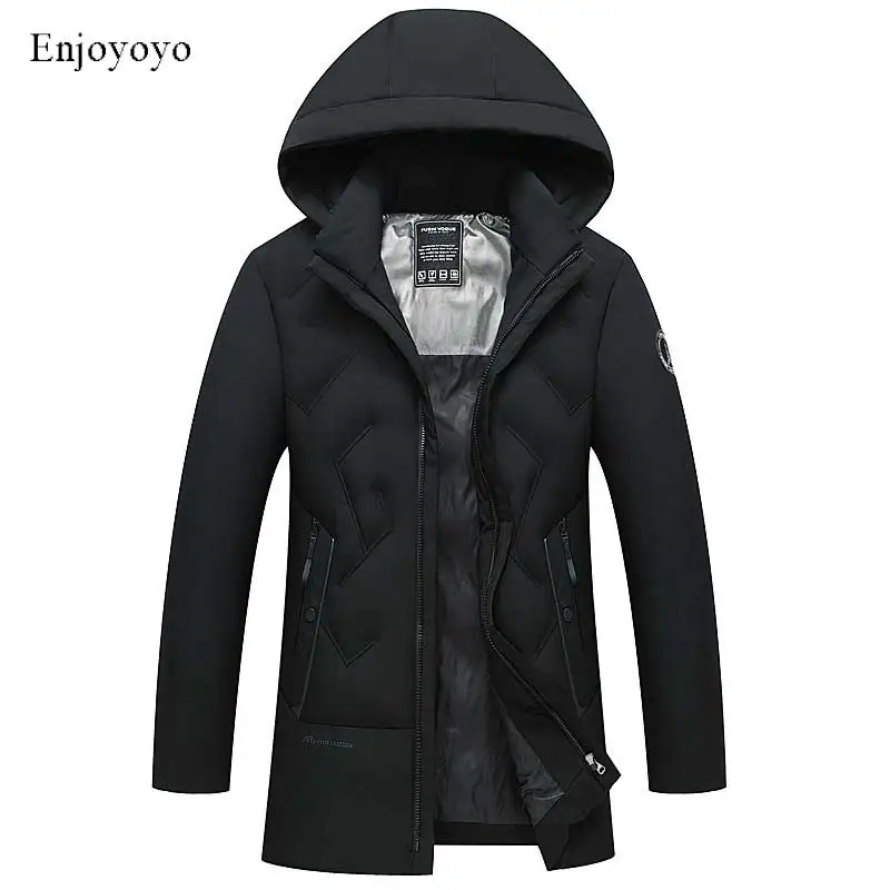 Зимнее мужское длинное пальто 2019 изысканная Мужская однотонная парка с