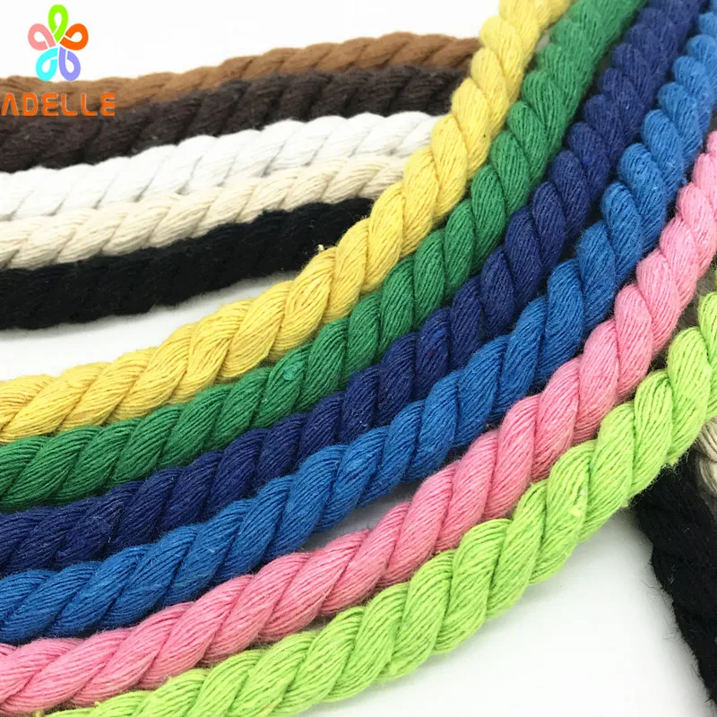 12 мм x 10 м цветной хлопковый трос толстый мягкий 3 слойный витой DIY аксессуар для