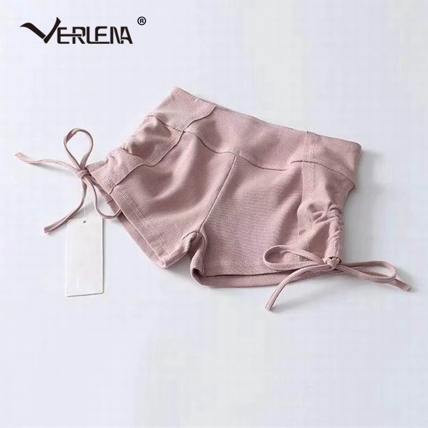 Verlena розовые женские шорты на шнуровке 2019 Горячие однотонные трикотажные