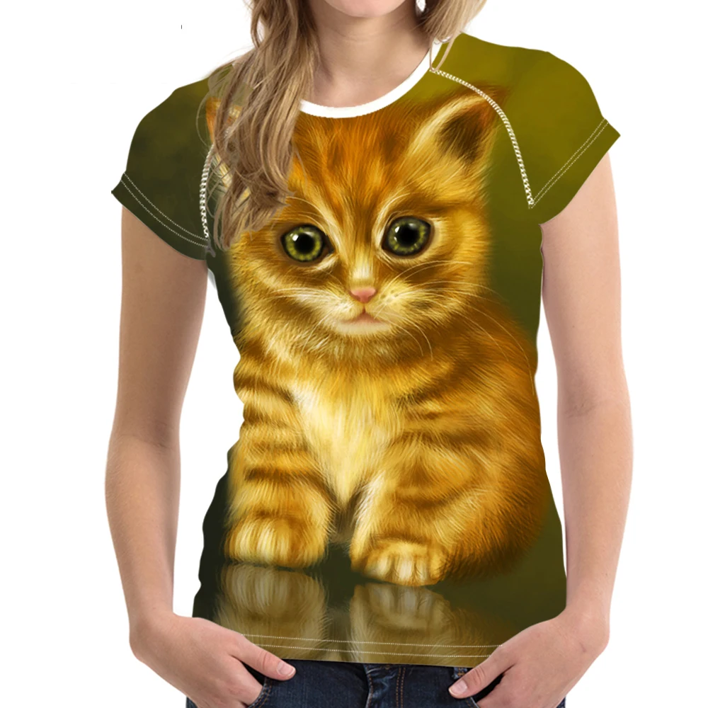 Индивидуальные футболки женские топы рубашки милые сиамские котята кошки