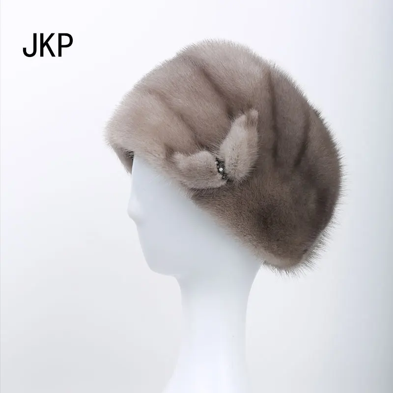 JKP 2018 зимние женские меховые шапки импортная меховая шапка из натуральной норки с