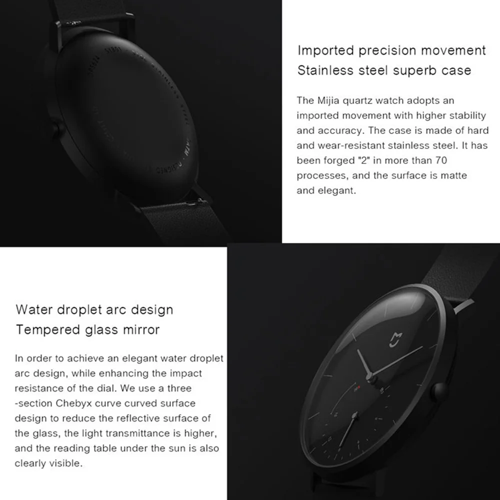 Оригинальные кварцевые часы Xiaomi Mijia водонепроницаемый двойной циферблат с