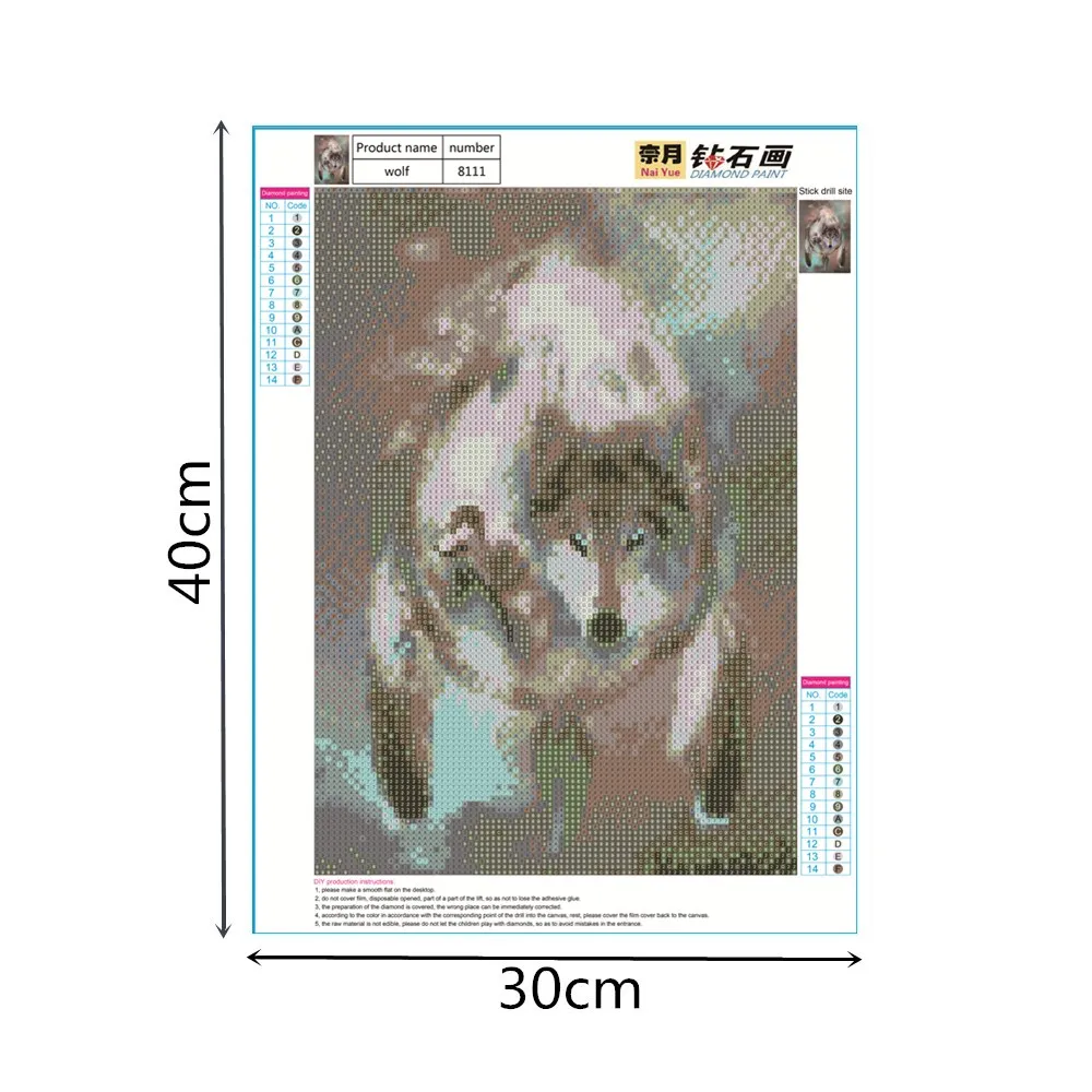 

5D diamond embroidery circle diamond special shape animal painting Wolf in dream rhinestone crystal painting art home decoration