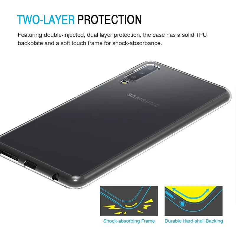 Для Samsung Galaxy A7 2018 силиконовый прозрачный Футляр задняя крышка чехол для телефона