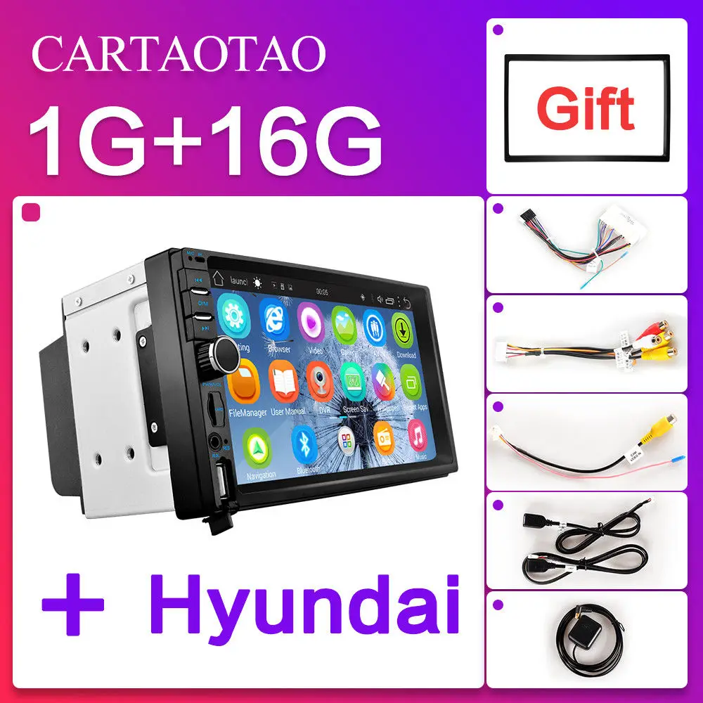 H-7018A-1G-Hyundai Android 8,1 Универсальный 2 Din Автомобильный мультимедийный плеер авторадио mp5 " навигация с сенсорным экраном gps WiFi плеер Автомобильный - Color: H-7018A-1G-Hyundai