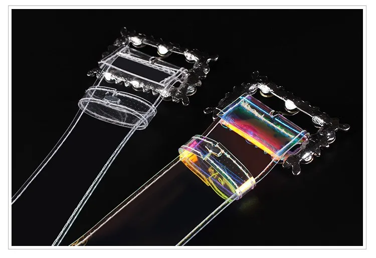 COWATHER belts for women fashion PVC wide decorated women belt transparent design female straps crystal buckle newest waistband
