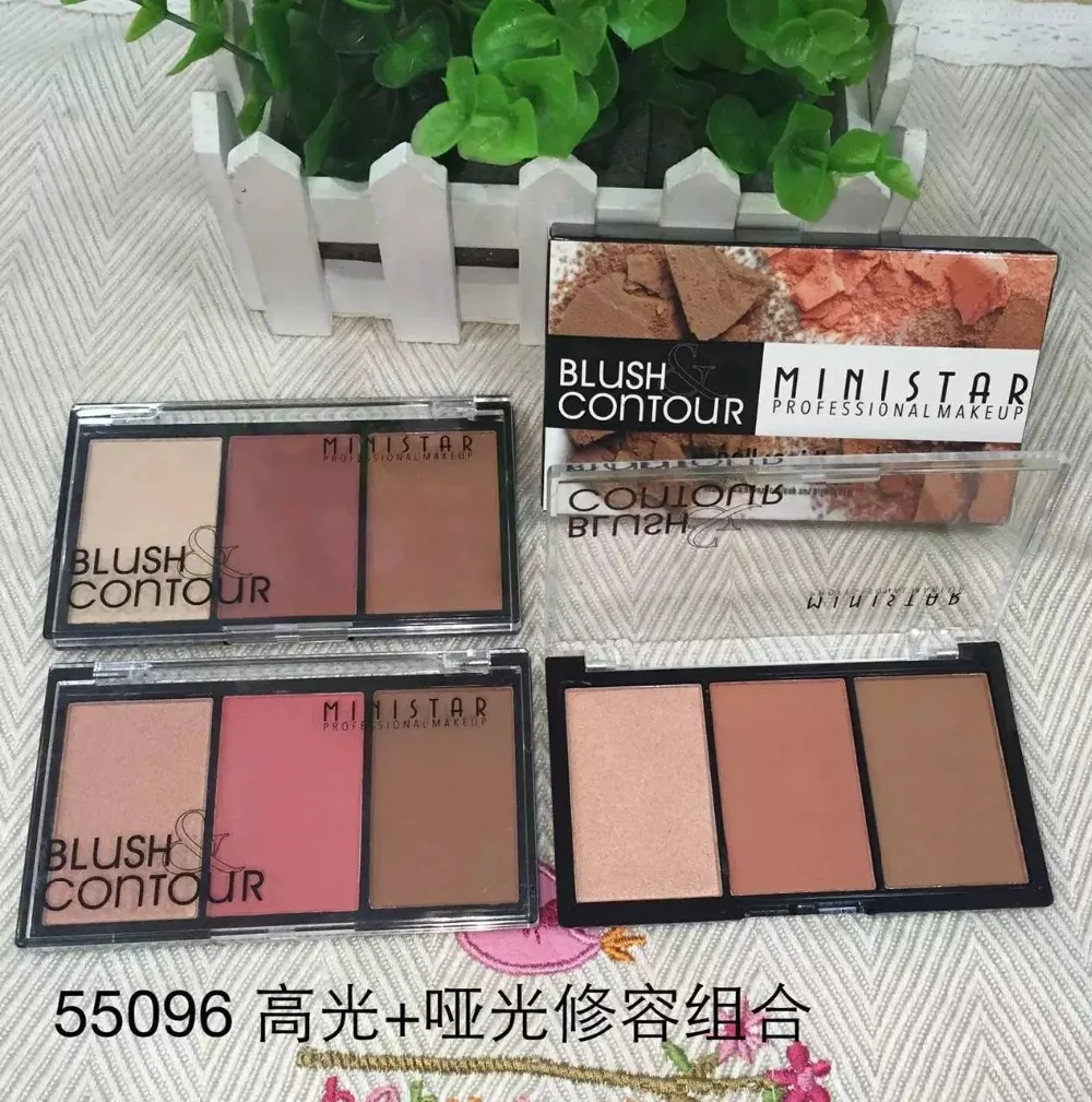Ministar 2017 новый бренд Blushers водостойкие косметические палитры 3 цвета минеральная