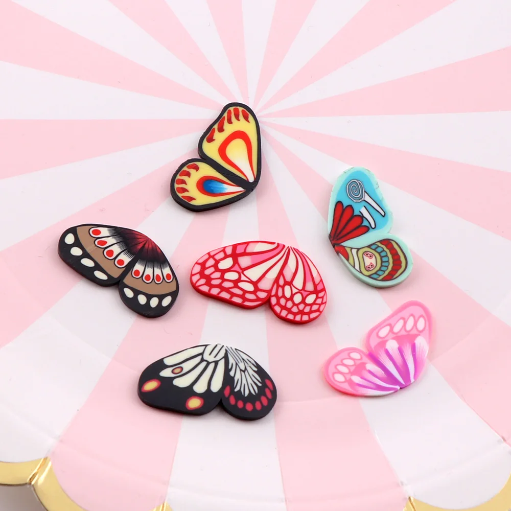 20x50 мм 20 шт. мягкая глина односторонний кулон в виде крыльев бабочки украшение