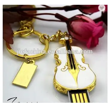 

Promotion custom design metal violin USB flash disk keychain