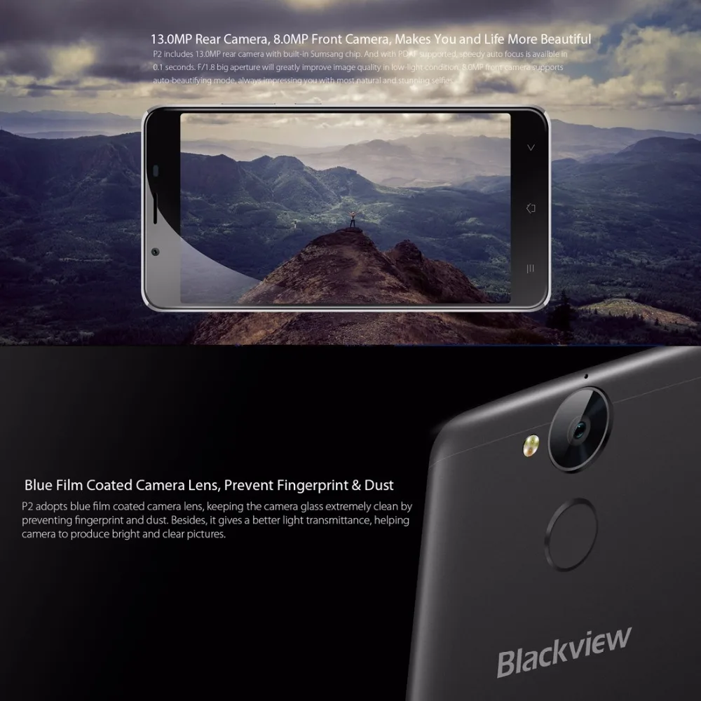 Blackview P2 смартфон 5 дюймов FHD Экран 4G B Оперативная память 6 Встроенная Android 0 MTK6750T 8 Core