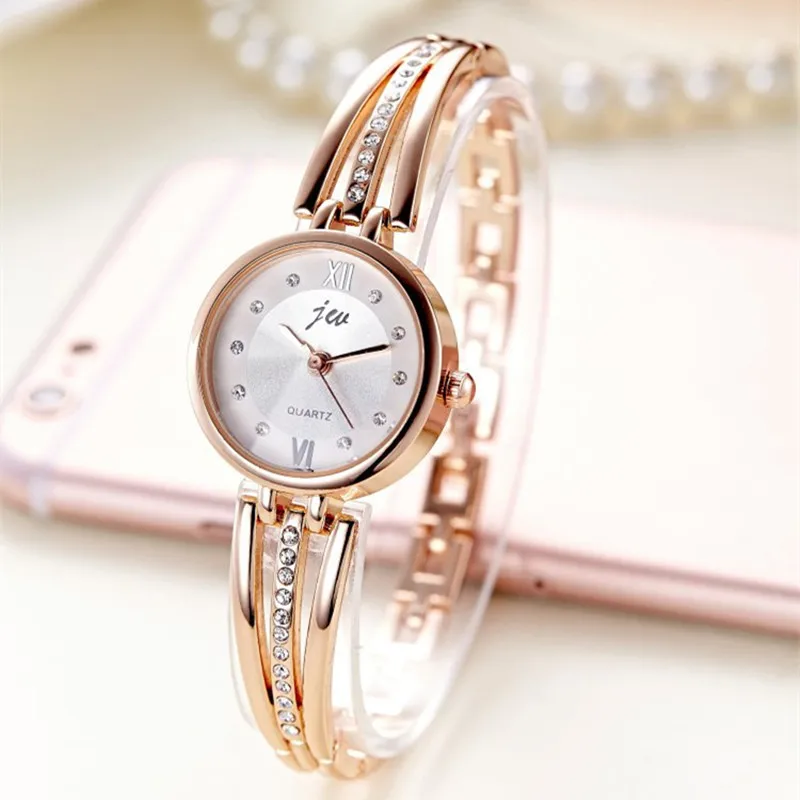 JW Strass Horloges Vrouwen Luxe Merk Rvs armand horloges Dames Quartz Jurk reloj mujer Rose gold | Наручные часы