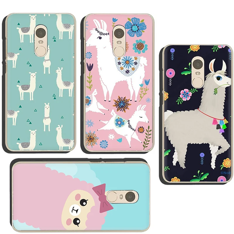 Жесткий чехол Kawaii с милыми ламами и альпаками для Xiaomi Redmi 5A 5 Plus 6A 6 Pro 7 GO Note 4 4X 8