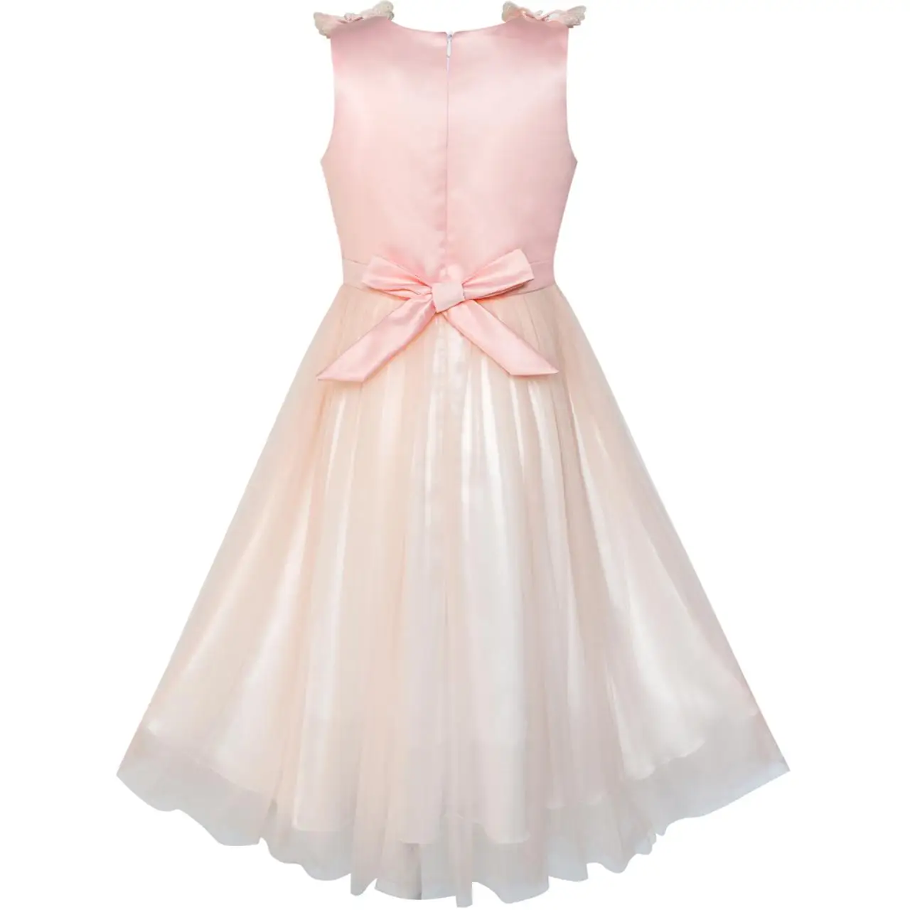 Flower Girl Dress Peach Ruffle Butterfly Wedding Bridesmaid 2020 Summer Princess Party Dresses Clothes Size 6-14 Carnival | Детская