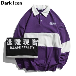 Темный значок отложной воротник цветной блок принт забавные буквы High Street свитшоты мужские зимние слоган свитшоты 2019