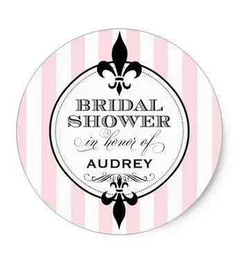 

1.5inch Bridal Shower Favor Sticker Fleur de Lis Design