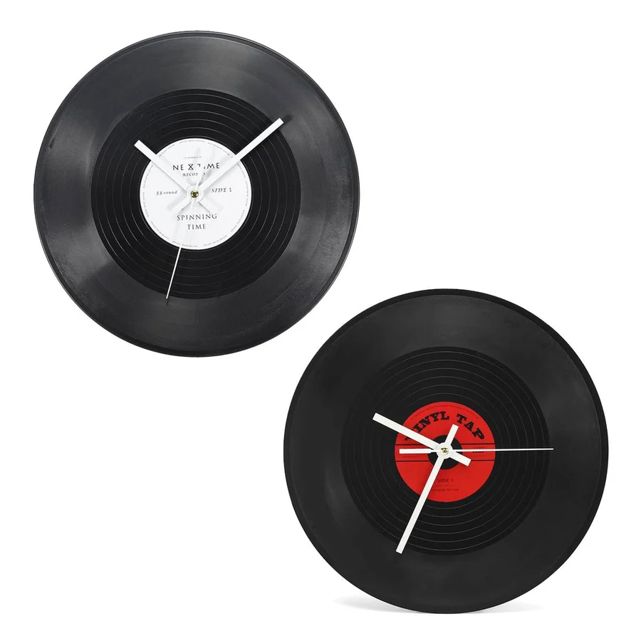 Классические винтажные настенные часы 12 дюймов с CD тихие Черные виниловые