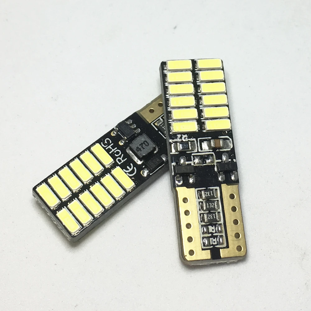 4PCS W5W T10 LED 194 168 white blue ice red yellow lamp DC 12V 4014 SMD 24 leds Light Non polarity Canbus with bulbs | Автомобили и