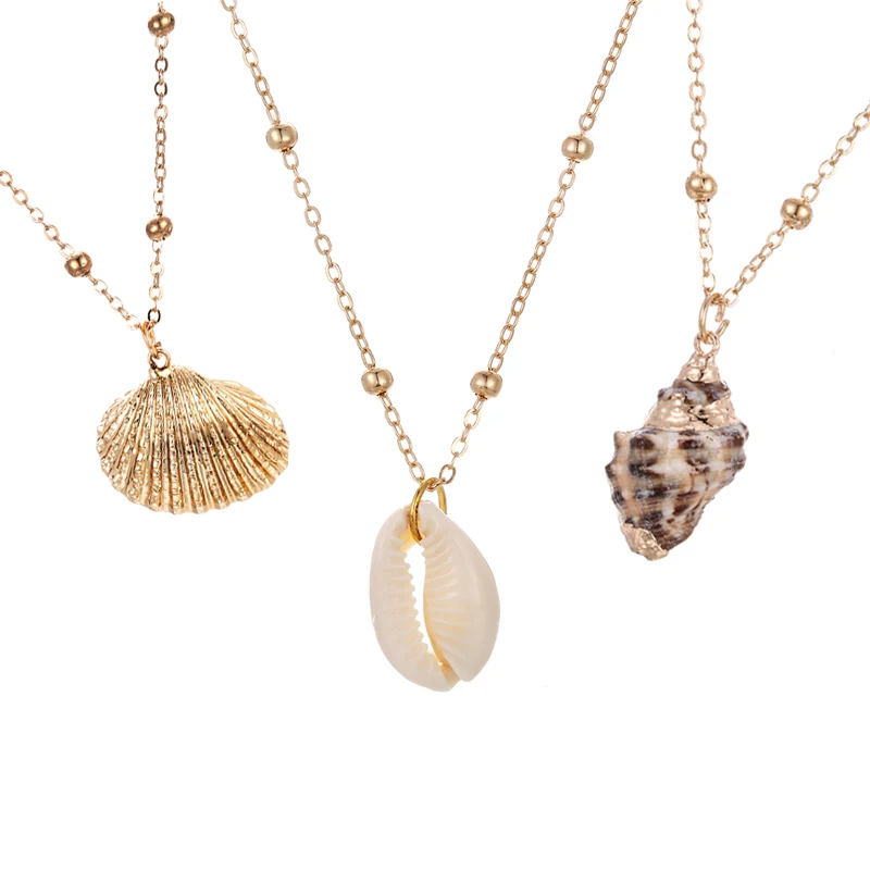 Ожерелье с подвеской в виде раковины Cowrie золотого цвета для женщин модное