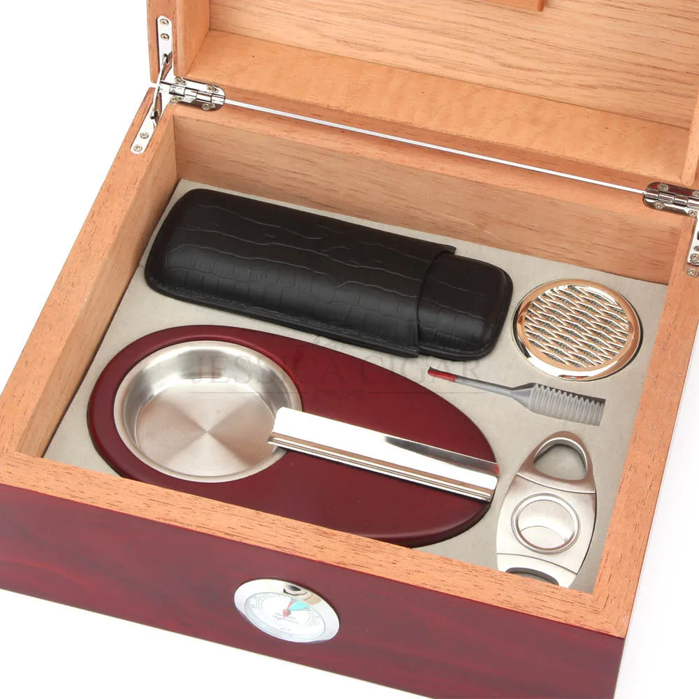 GALINER Cedar Wood Matte Finish Cigar Humidor Box Multifunctional Cigars Stroage With Case Ashtray Cutter Humidifier | Дом и сад