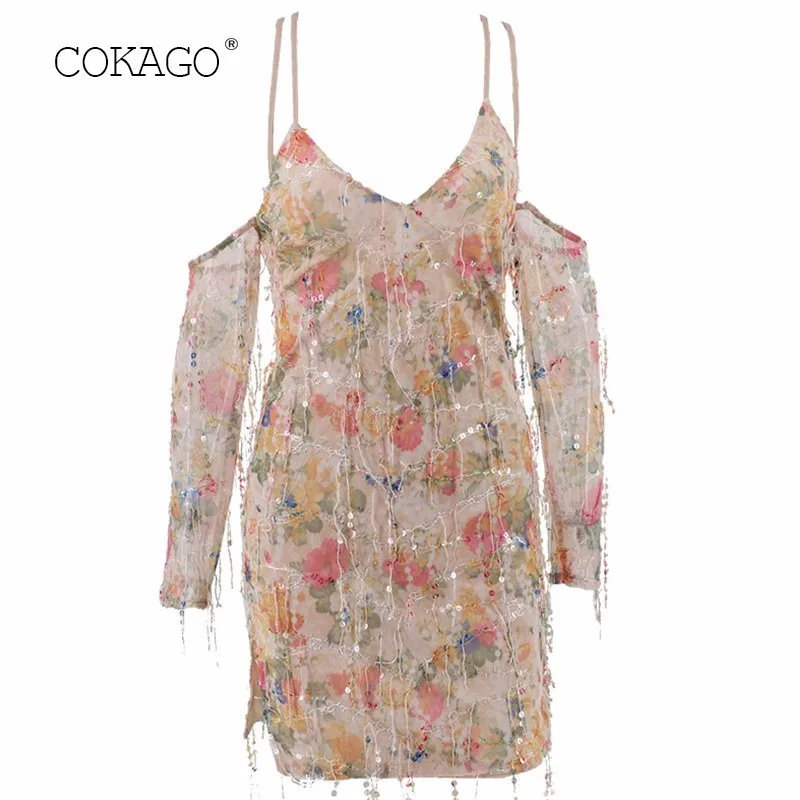 Кокаго Воротник V Мини Сексуальное Платье Женщин Лоскутное Платья Женщин Длинный Рукав Печать Лето 2019 Плюс Размер Роб Фэмм он
