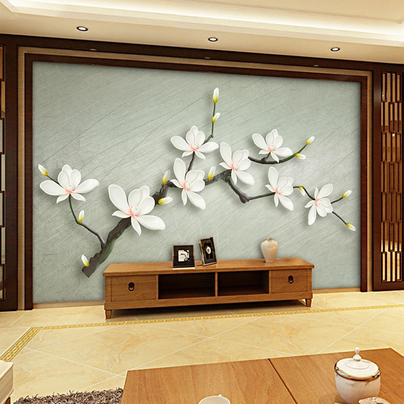 Пользовательские фотообои в китайском стиле Романтический цветок 3D Роспись брак