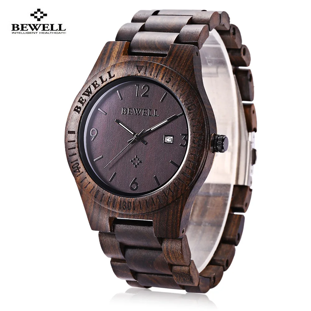 Ebony Wood Bewell zs-w086b деревянные мужские часы аналоговые кварцевые часы для мужчин t отображение даты простые наручные часы отличный подарок наручные часы для мужчин - Цвет: Ebony Wood