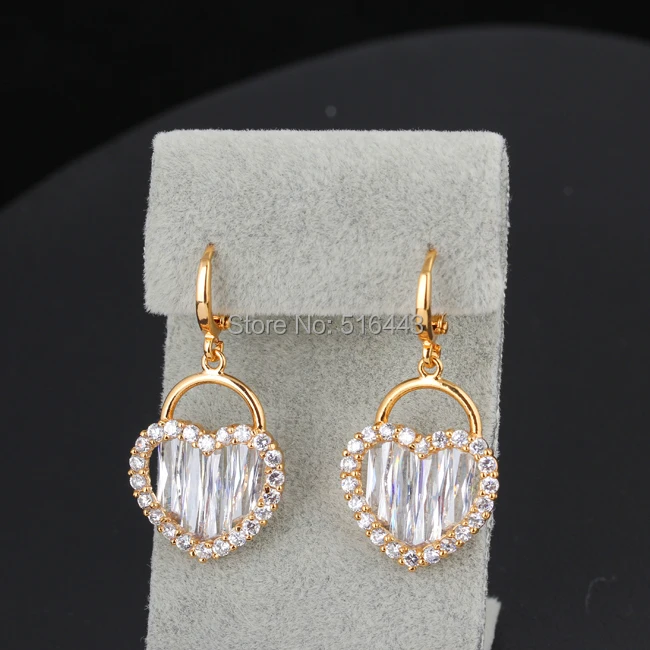 Женские серьги-подвески из 18-каратного золота с фианитом | Украшения и аксессуары