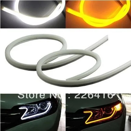 2x Tube Стиль Бело-Янтарь Горки Фар СВЕТОДИОДНЫЕ Ленты Drl Дневные свет Для VW Touareg Tiguan