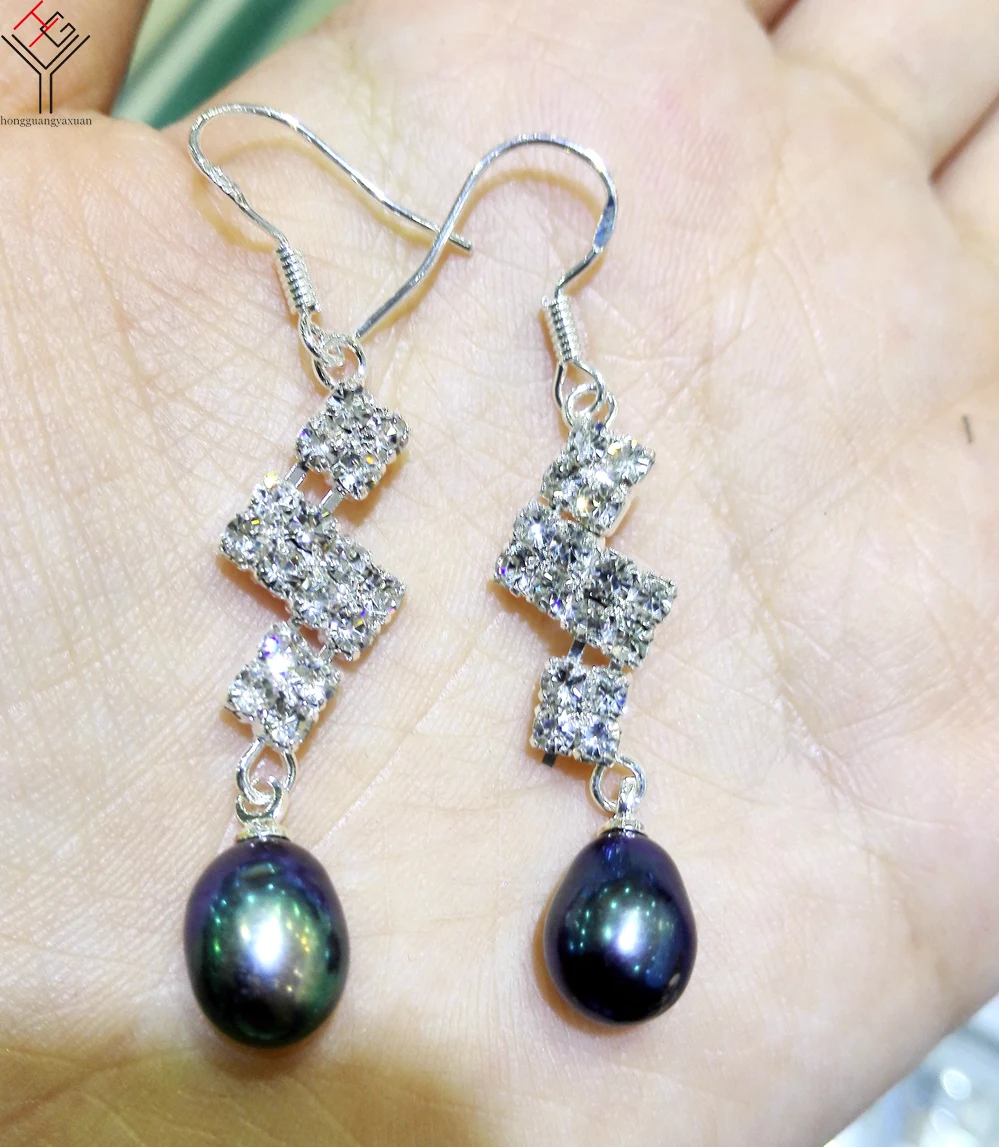 3 пар/лот Женские Ювелирные серьги 8 мм черные зеленые овальные жемчужные Сияющие