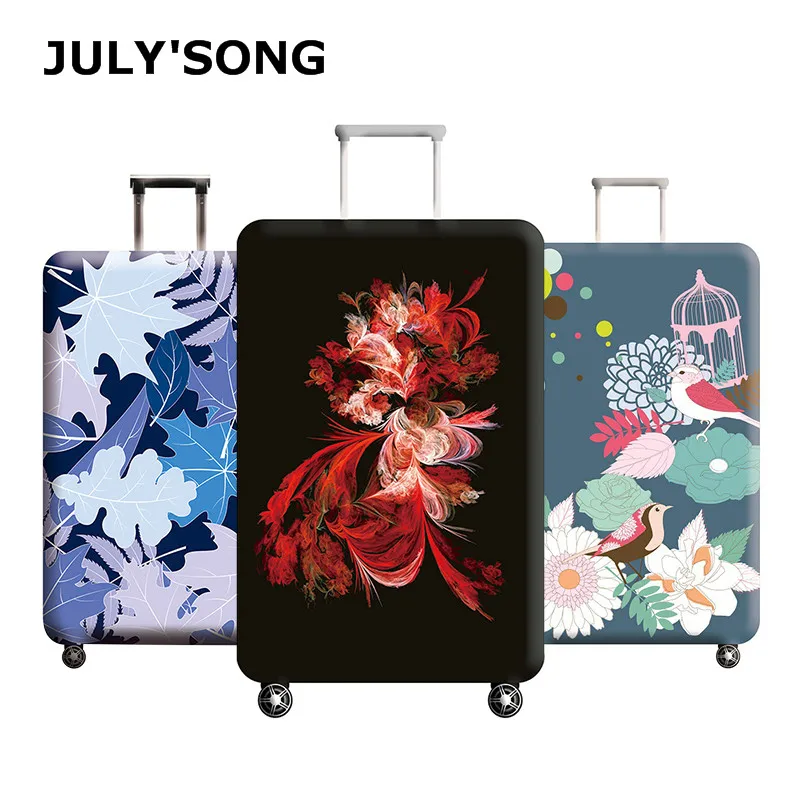 Чехол для багажа JULY'S SONG Женский чехол чемодана на колесиках с рисунком птицы