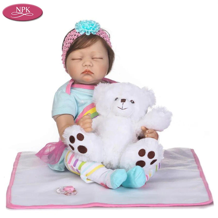 NPK 55 см силиконовая кукла Bebes Reborn Girl детские игрушки для девочек виниловые