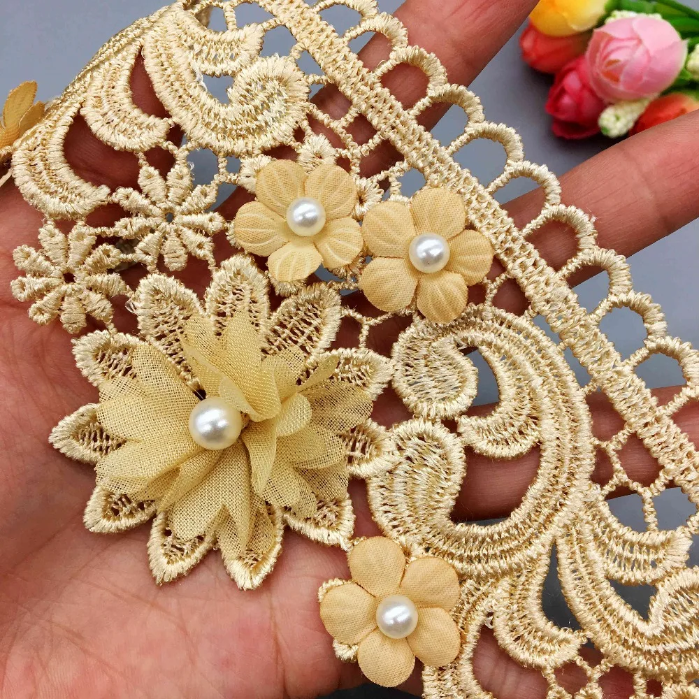 1 ярд стандартная модная нигерийская кружевная отделка тканевая лента с вышивкой