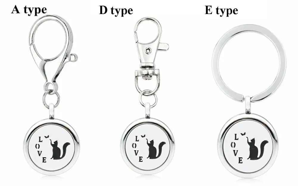 KM067 love cat Милые животные собака кошка Медведь лапа серебро эфирное масло диффузор брелок DIY шары герой 25 мм медальон с ароматом брелок подходит для домашних животных ошейник - Цвет: KM067 love cat