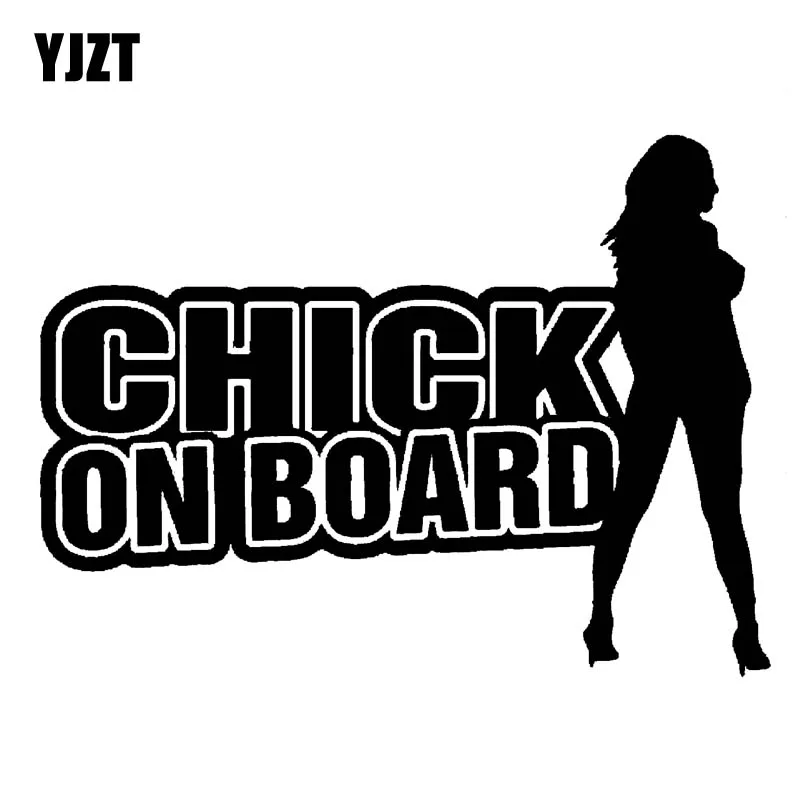 YJZT 15CM*11.1CM CHICK ON BOARD Hot Babe Car Vinyl Decal Sticker Black/Silver C10-00802 | Автомобили и мотоциклы