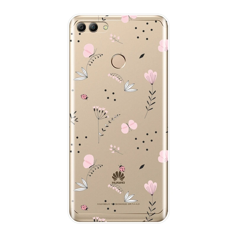 Мягкая задняя крышка с цветочным принтом розы для huawei Y3 Y5 Y6 Y7 2017 II Pro Чехол