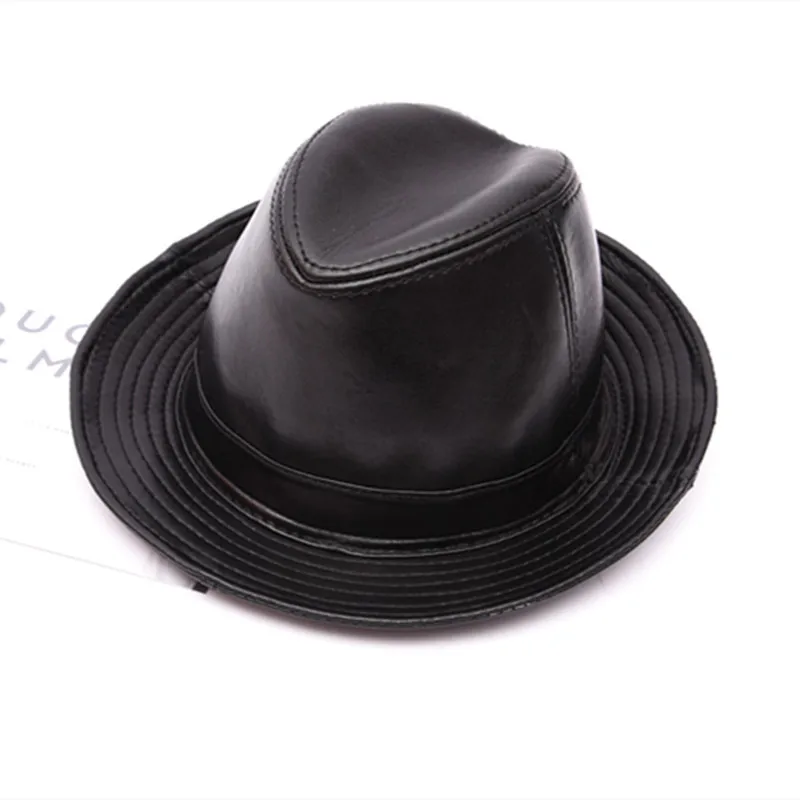Новая модная зимняя мужская джазовая шапка с кожаными полями джентльмена шапки