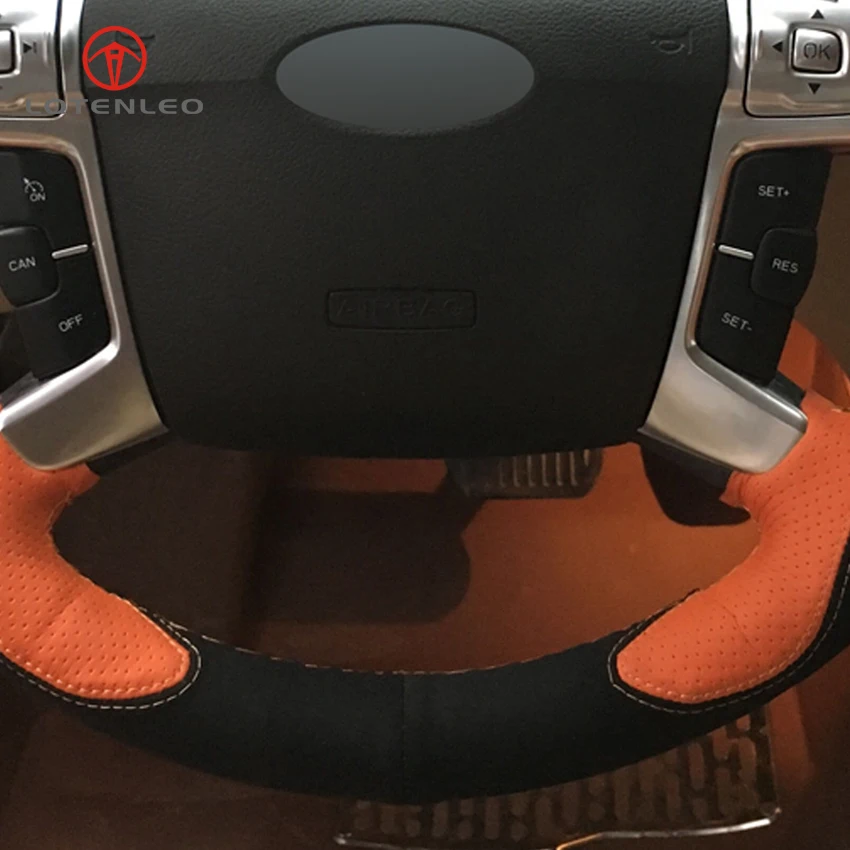 LQTENLEO черная замша оранжевый кожаный DIY чехол рулевого колеса автомобиля для Ford Mondeo Mk4 2007-2013 S-Max 2006-2011 Galaxy 2011