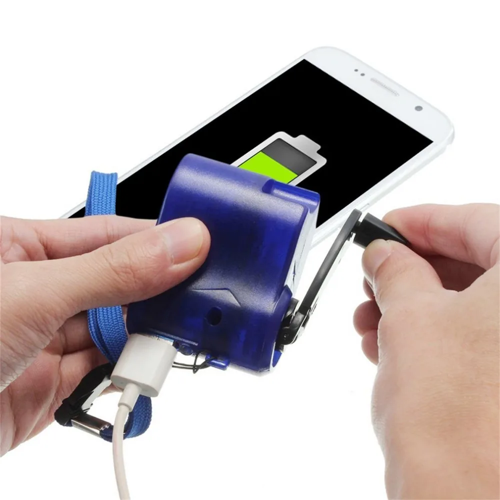 Синее USB дорожное аварийное зарядное устройство для телефона Ручное Зарядное с