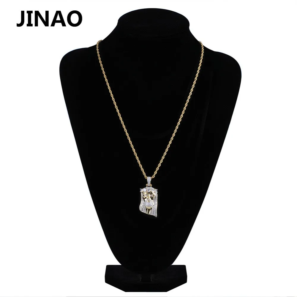 Ожерелье JINAO с подвеской изображением Иисуса на лице медное Позолоченное колье