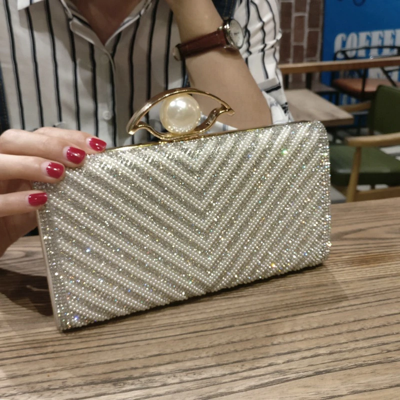 ANOVISHANA Women Evening Clutch Diamond Handbags Female Crystal Day Shoulder Bag Wedding Chain Purse Party Banquet Black Silver | Багаж и