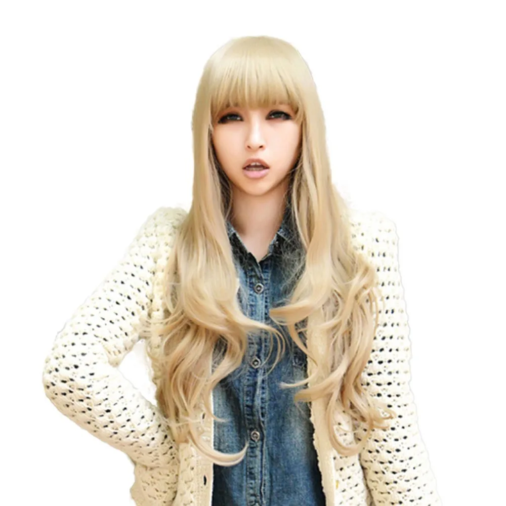 Women's Fashion 65cm Long Flaxen Full Curly Wavy Wig Cosplay Costume Party |